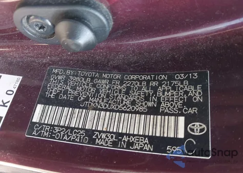 2013 Toyota Prius z USA, uszkodzony, nr VIN JTDKN3DUXD5620985